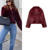 Fall and Winter New Women's Clothing Fashion Style Lapel Long Sleeves Artificial Fur Effect Short Jacket Furry Coat