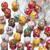5pcs Acrylic Christmas Print Beads Colorful Square Round Spacer Bead for Bracelet Keychain DIY Jewelry Making Accessories