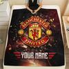 Custom Name Manchester United2 Flannel Blanket, High Quality Comfortable for All Seasons, Home Decor, Warmth and Comfort