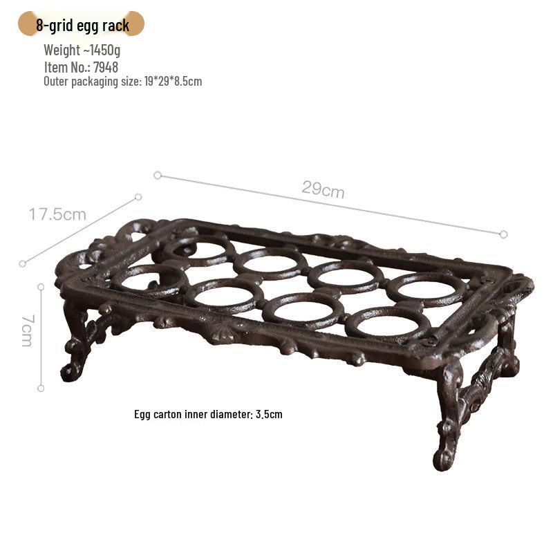 Retro Cast Iron Egg Holder: 6 or 8 Grid Egg Tray for Kitchen, Bar, or Restaurant Display