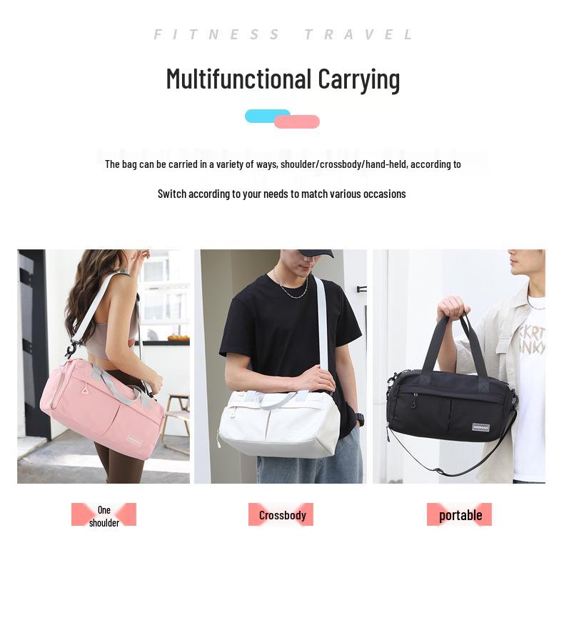 Women's Summer Gym Bag with Wet/Dry Sections, Yoga Bag, Shoe Compartment, Print Logo,