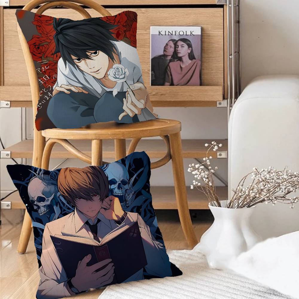 D-Death Anime N-Note Kissenbezug Abnehmbarer Waschbarer Kissenbezug – Ganzjahresweiches Leinen