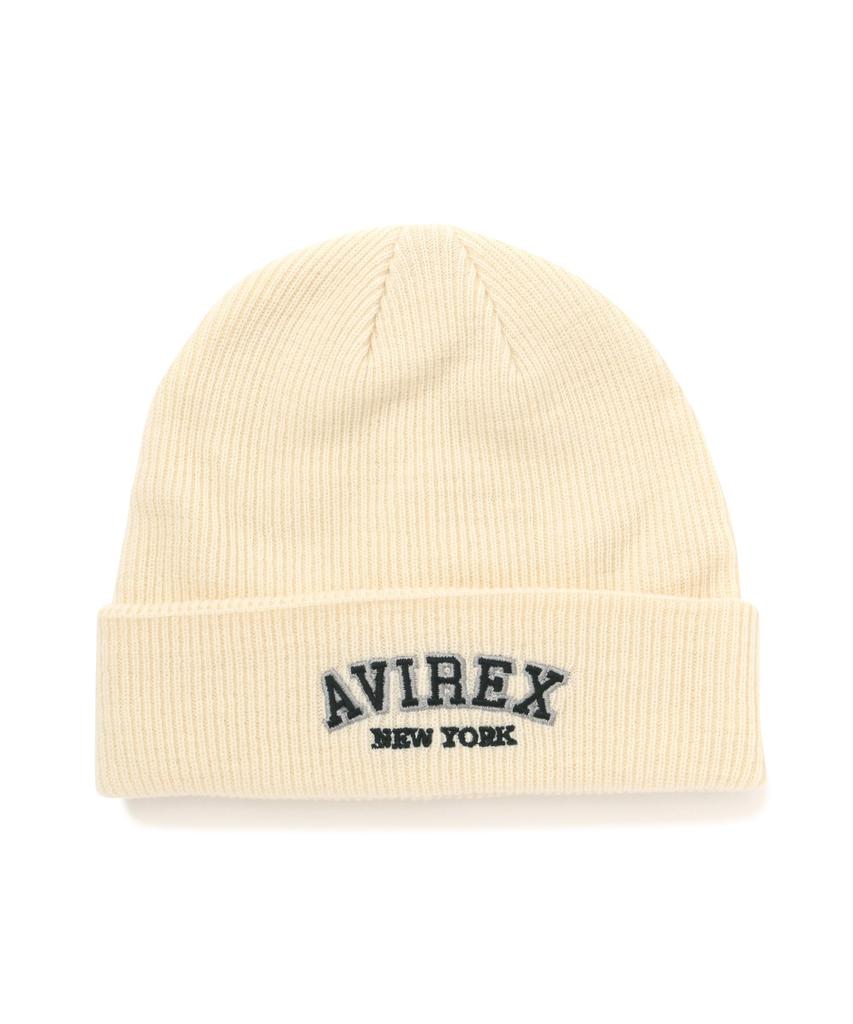 Avirex LOGO WATCH CAP, Men's Logo Watch Cap/Beanie, F 033, Off-White, 783-3974003