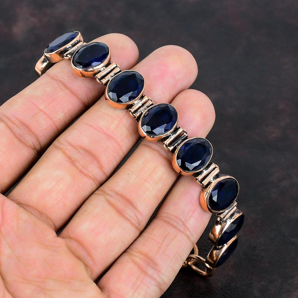 Faceted Tanzanite Quartz Bracelet Copper Adjustable Chain Bracelet Dainty Jewelry Handmade Bracelet Gemstone Copper Jewelry Engagement Gifts