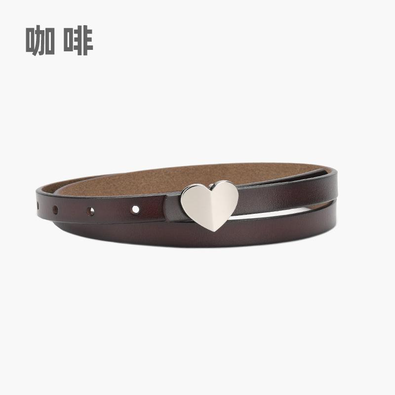 Leather Belt Women'S Thin Jeans With Decoration And Dress Pants Simple Style Heart-Shaped Belt
