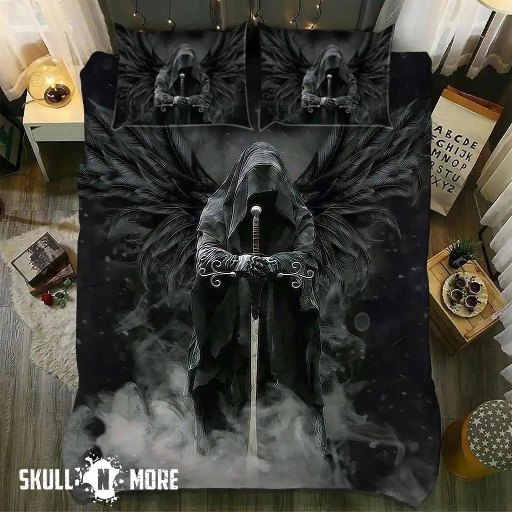 Skull Chevalier Duvet Cover Set King Size Horror Skeleton Bedding Set Day Of The Death Comforter Cover For Boys Men Gifts