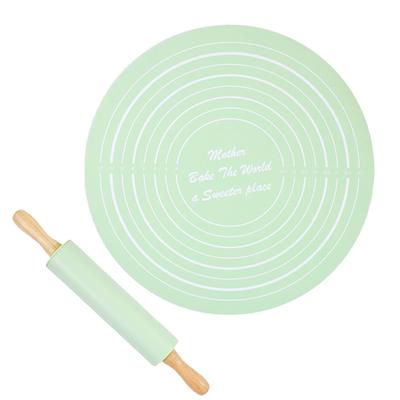 2 Piece Silicone Rolling Pin Set Silicone Kneading Mat Food Grade Non-Stick and Baking Dough Mat