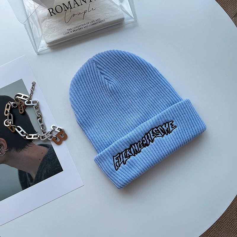 Korean Ins Super Hot Knitted Hat Men Autumn and Winter Retro Embroidery Cold Hat Spring and Autumn Hip Hop Trendy Brand Woolen Hat Women