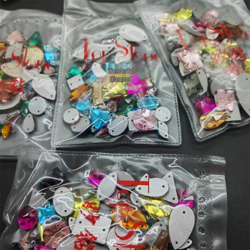 Red Resin Shiny Glass Rhinestone Stickers: Mixed Style Sewing Accents for Dancewear