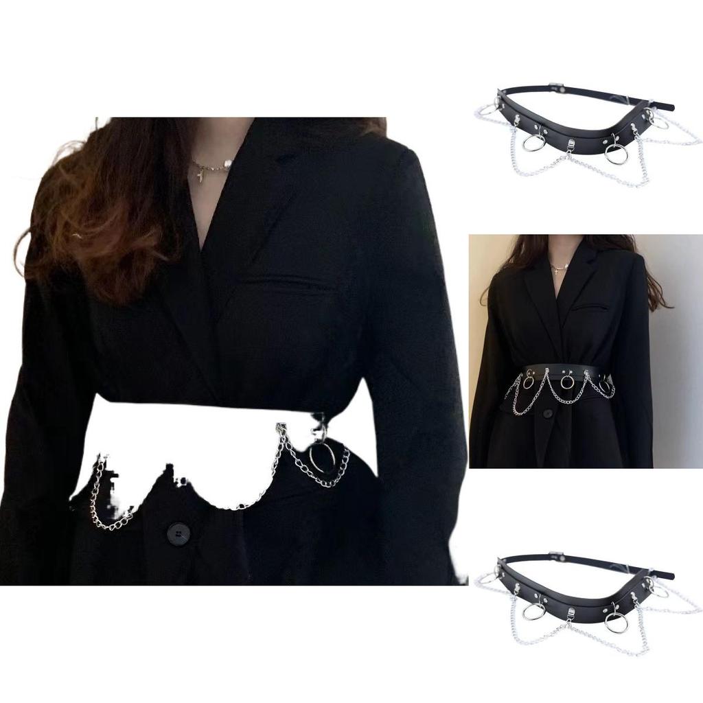 Trendy Black Wide Waist Chain Belt For Women Perfect For Dresses And Coats