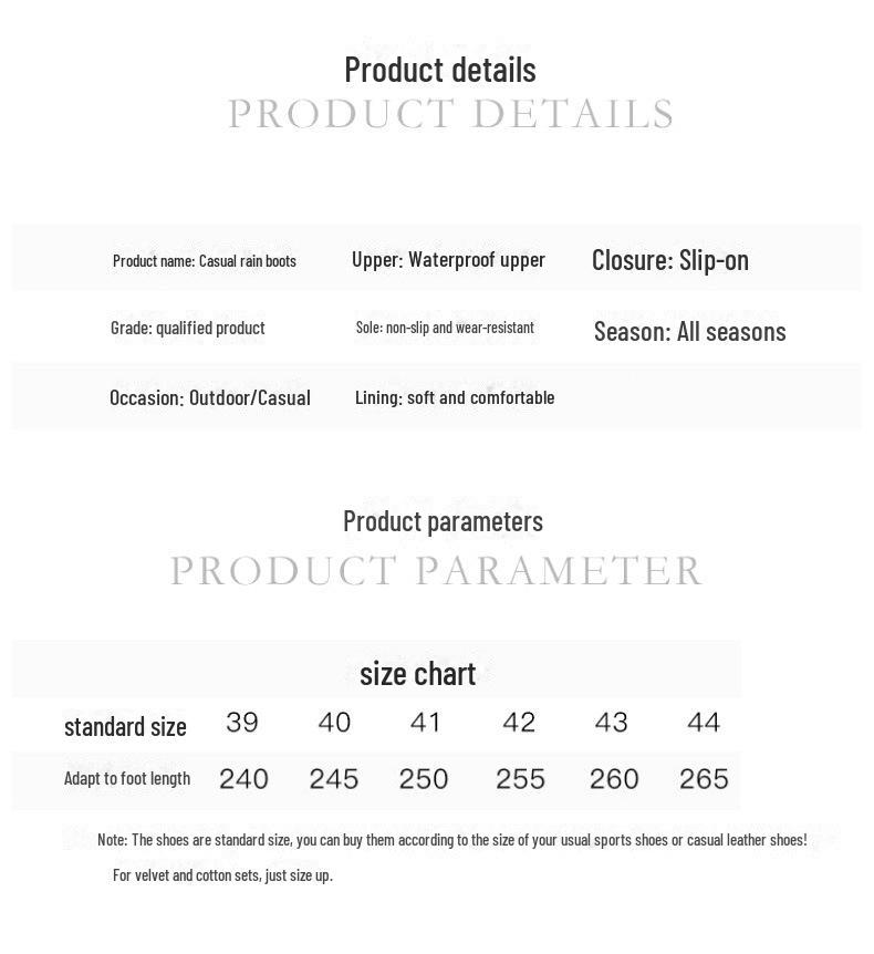 Men's Waterproof Non-Slip Mid-Tube Rain Boots - Four-Season Rubber Shoes