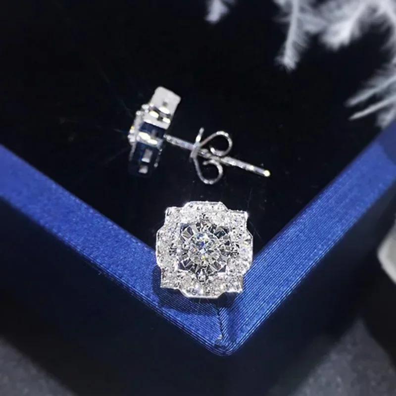 Simple Fashion Design Stud Earrings with CZ Stone Chic Women's Accessories Versatile Ear Piercing Jewelry Drop Shipping