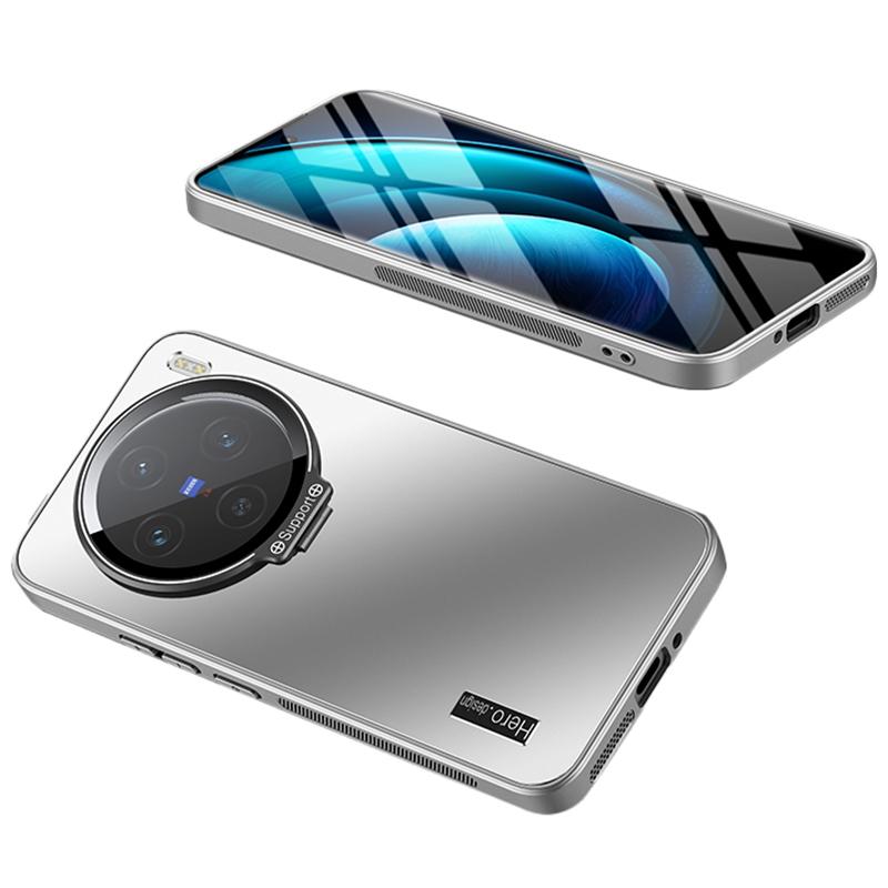 For Vivo X100 5G Slim-Fit Case TPU+PC Phone Cover Zinc Alloy Kickstand Phone Shell