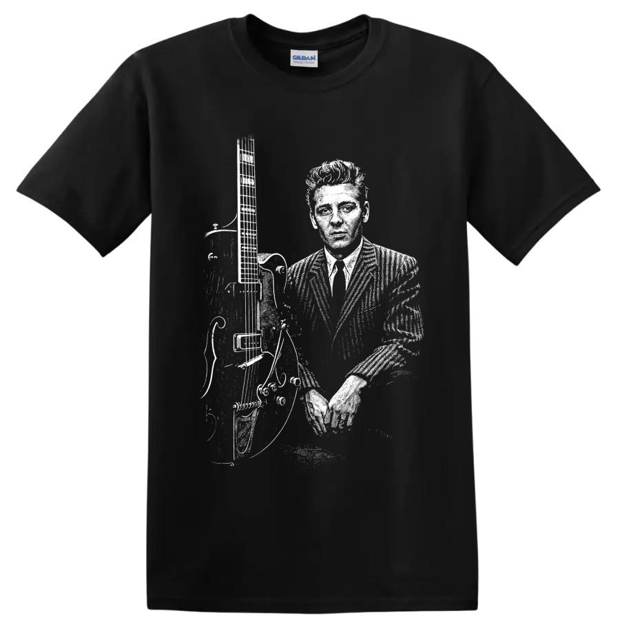 T-shirt Eddie Cochran Chitarrista Rockabilly Rock and Roll Pioniere Arte Musicale Tee