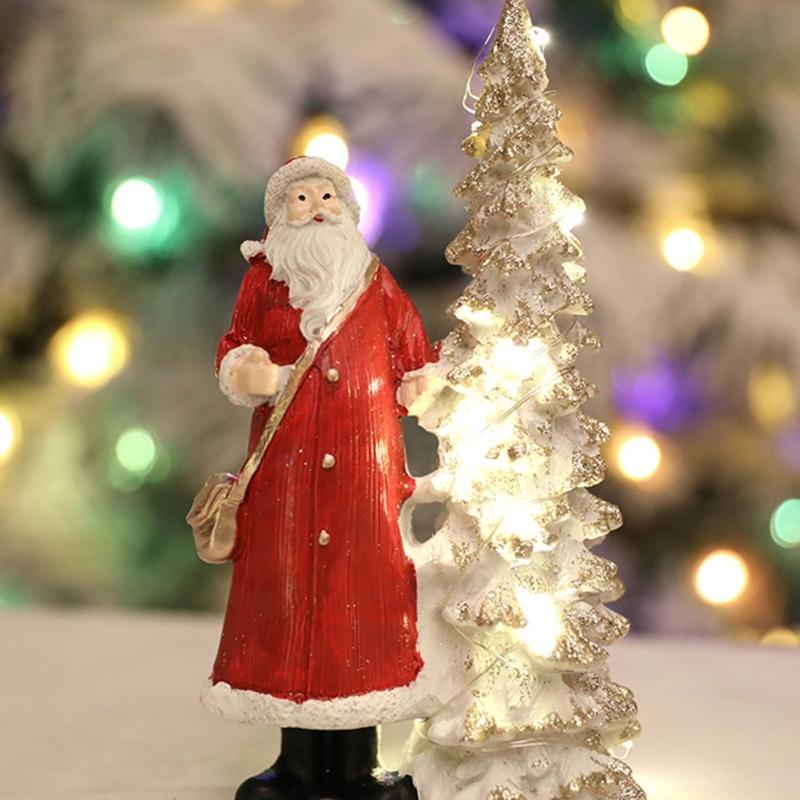 Christmas Figurine Figure Decors Resin Santa Clauses Statue Christmas Decorative Figurines Centerpieces for Holiday