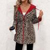 European and American Women's Clothing Two-sided Clothing Leopard Print Hooded Zipper Jacket Casual Long Jacket Belt Long Sleeve