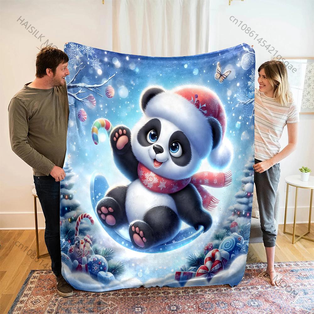 Festive Winter with Christmas Elements Pattern Blanket Flannel Material Soft Warm for All Seasons Home Outdoor Camping Picnics