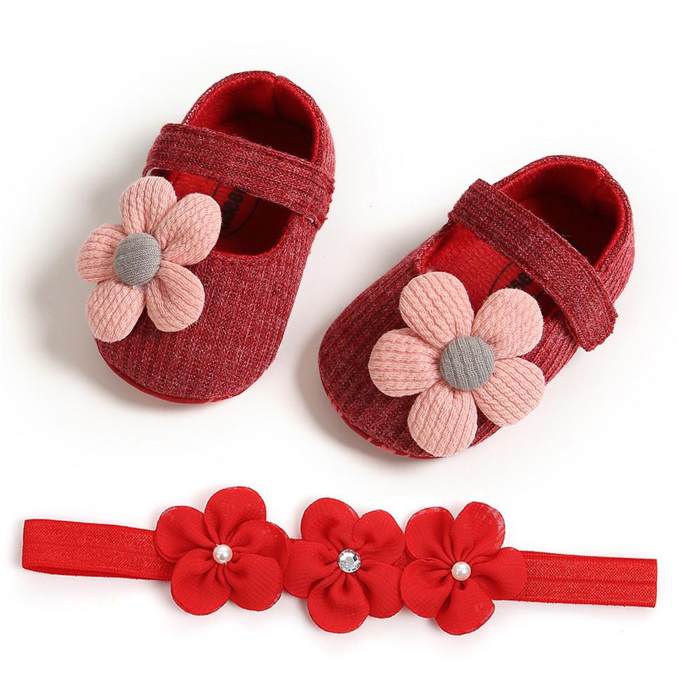 Baby Girl Princess Shoes With Flower Decoration For Spring And Fall Play