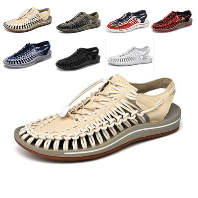 2024 New Summer Men Sandals Fashion Handmade Weaving Sandals Breathable Casual Beach Shoes Outdoor Couples Sandals Plus Size 48