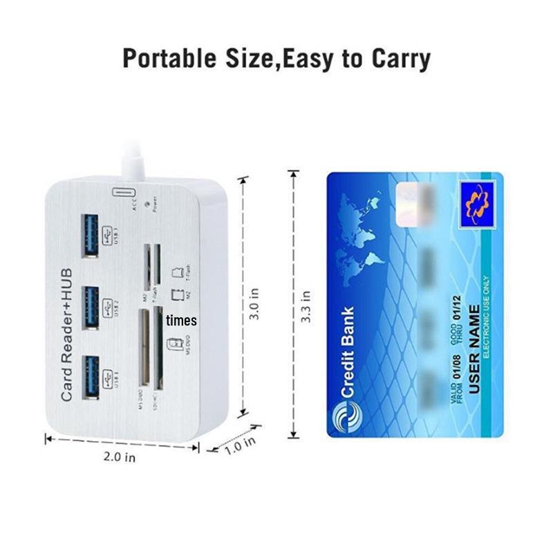 USB-C 7-in-1 Docking Station: USB 3.0 Hub, Card Reader, Aluminum High-Speed Splitter