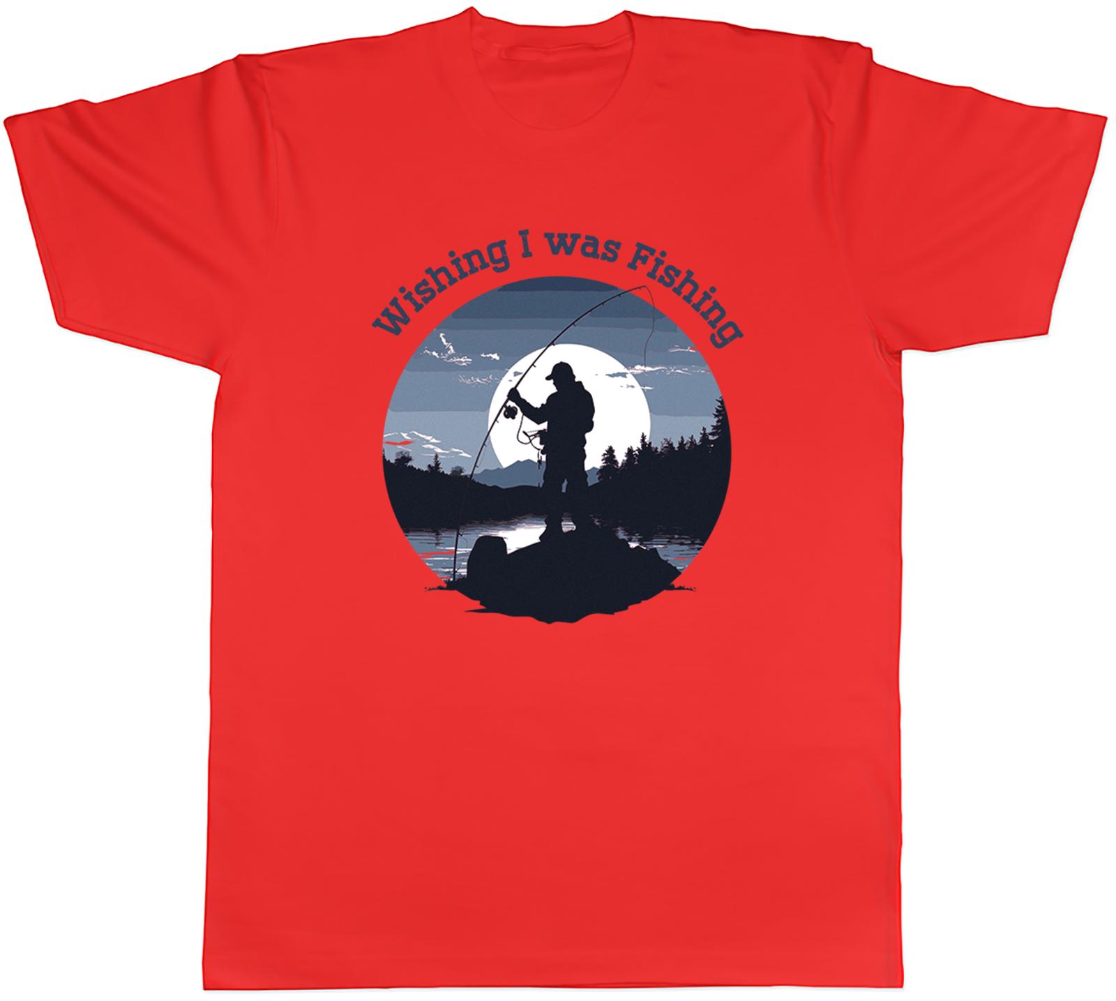 Wishing I was Fishing Unisexs TShirt Love Fish Angling Funny Tee Gift S