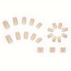 24pcs Glossy Short Square Fake Nails, Jelly Nude Press On Nails, Solid Color Full Cover False Nails For Women Girls