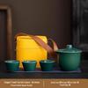 Portable Ru Kiln Tea Set: Light Luxury Travel & Car-Mounted Drinkware for Camping & Business Trips