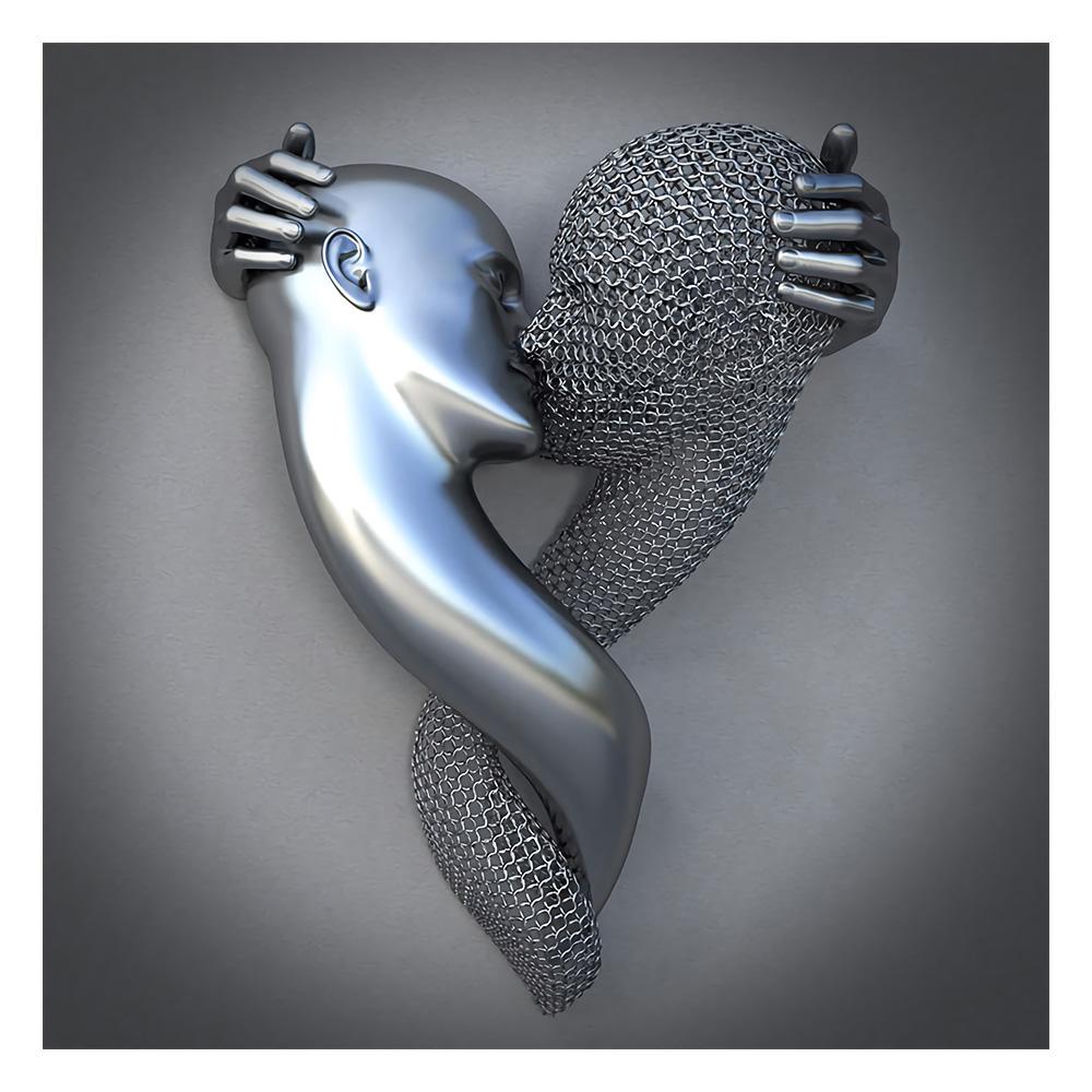 Metal Figure Statue Art Poster High Definition Printing Canvas Painting Prints Couple Sculpture Living Room Home Decor Picture
