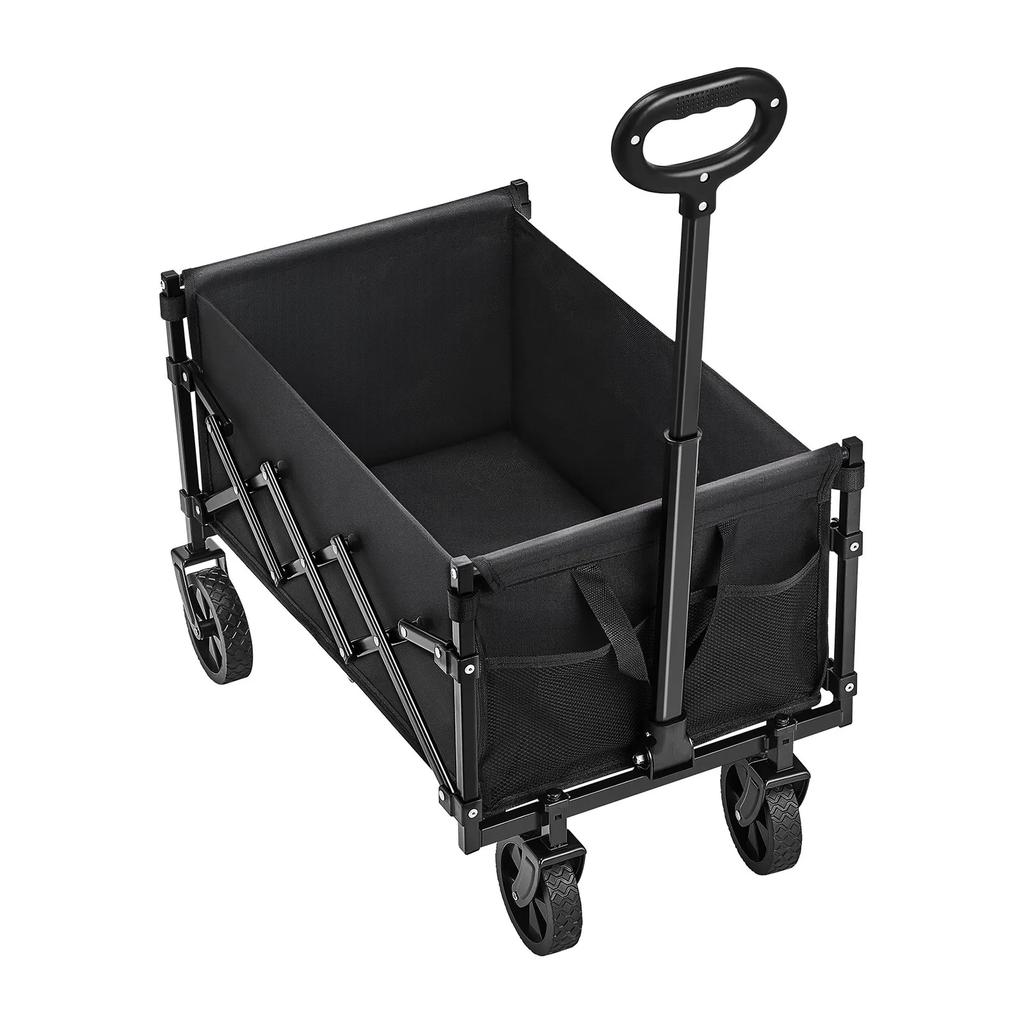VEVOR Collapsible Wagon Carts, 120L & 225LBS Folding Wagons with All-Terrain Wheels, Heavy Duty Outdoor Utility Cart with Adjustable Handle