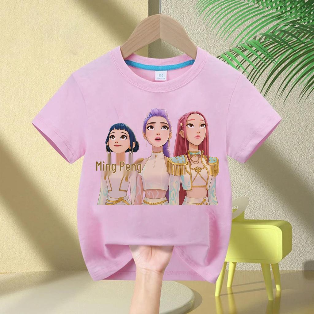 Demon Hunter Squad Kids Anime Print Casual Short Sleeve T-shirt
