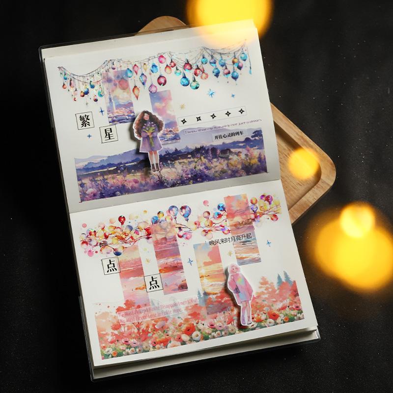 1 Roll Lamplight PET Tape Cute Literary INS Style Journal Handbook Tapes Creative DIY Dairy Collage Stationery