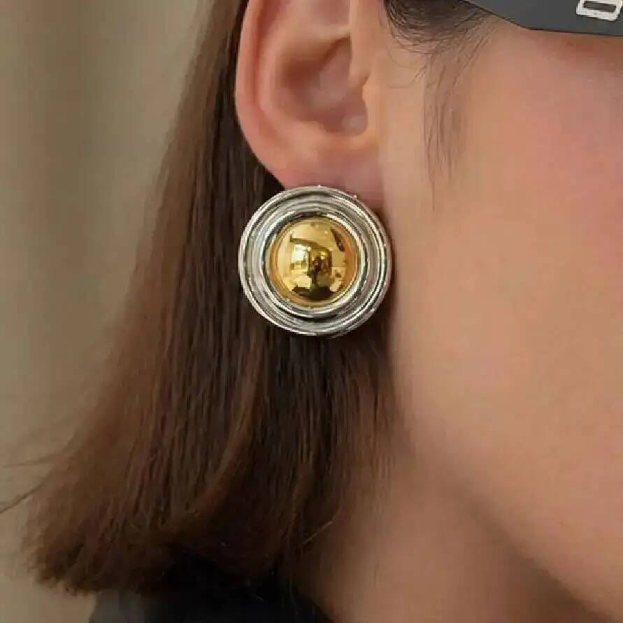 IngeSight.Z 2026 New Fashion Vintage Round Geometry Stud Earring Women Stainless Steel Gold Color Waterproof Jewelry Accessories