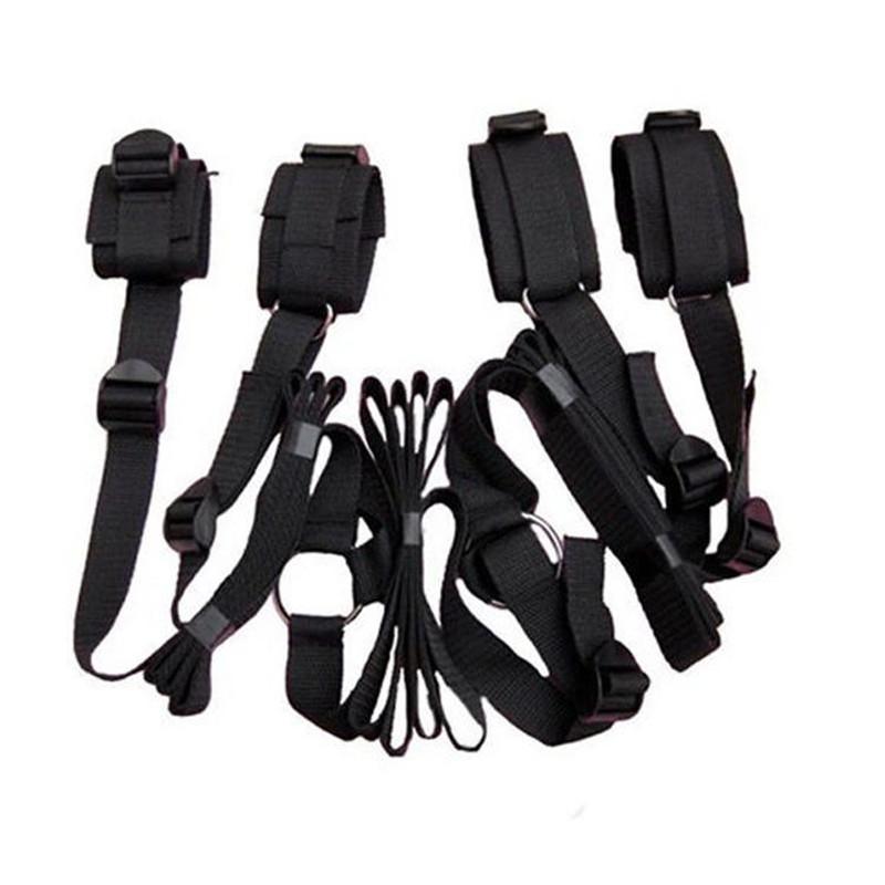 Adults Erotic Bondage Bed Games Sex Equipment Set of Nylon Restraints Handcuffs Ankle Cuffs for Fetish Bdsm Slave Role Play