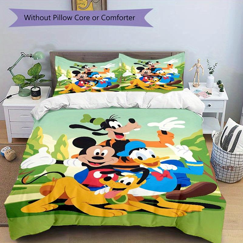 3pcs Mickey Mouse Pluto 1 Cover+2 Pillowcases, Pillow Inserts Not Included, Machine Washable, All-Season Use, Teen and Adult Rooms128