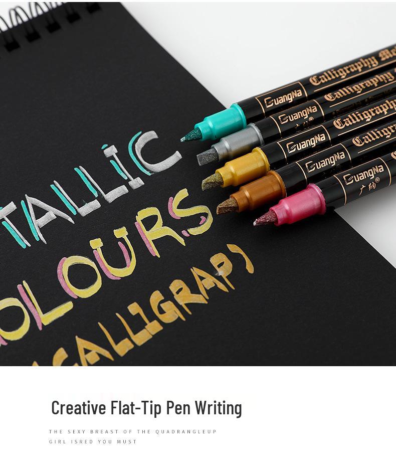 24 Color Metallic Double-Ended Wide Tip Water-Based Erasable Paint Marker Pen for Art