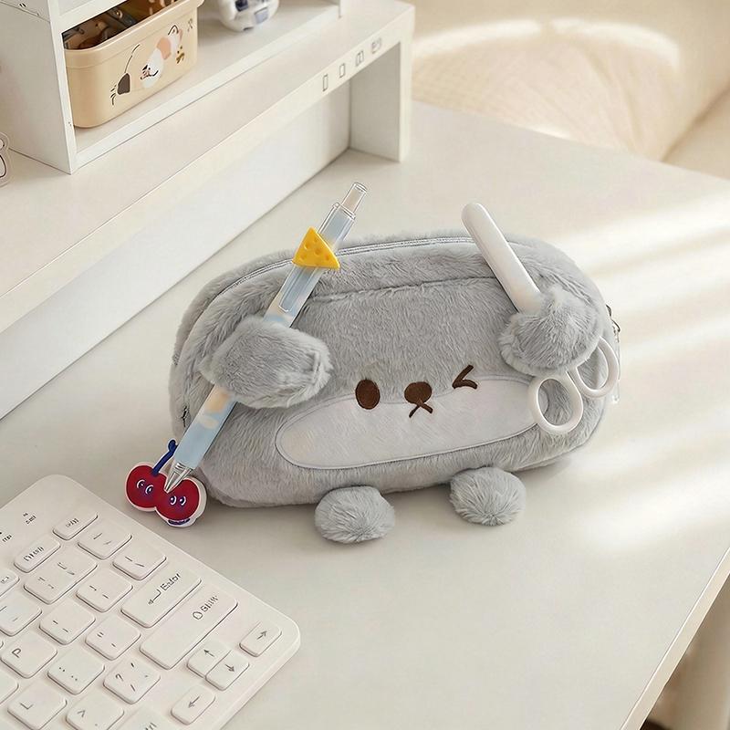 Cute Little Otter Penguin Plush Pen Bag, Large Capacity Pencil Case, Stationery Storage Bag School Supplies