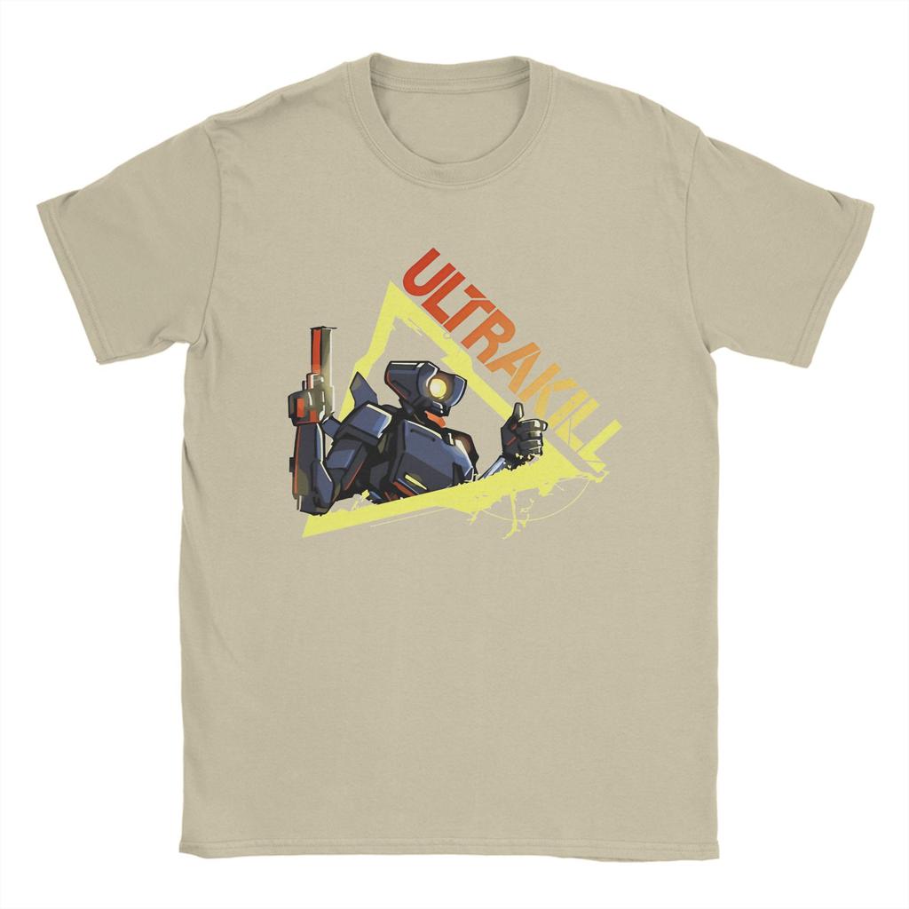 Ultrakill Schießspiel Blut ist Treibstoff Herren T-Shirts V1 Rock T-Shirt Kurzarm Rundhals T-Shirt 100% Baumwolle Sommerkleidung