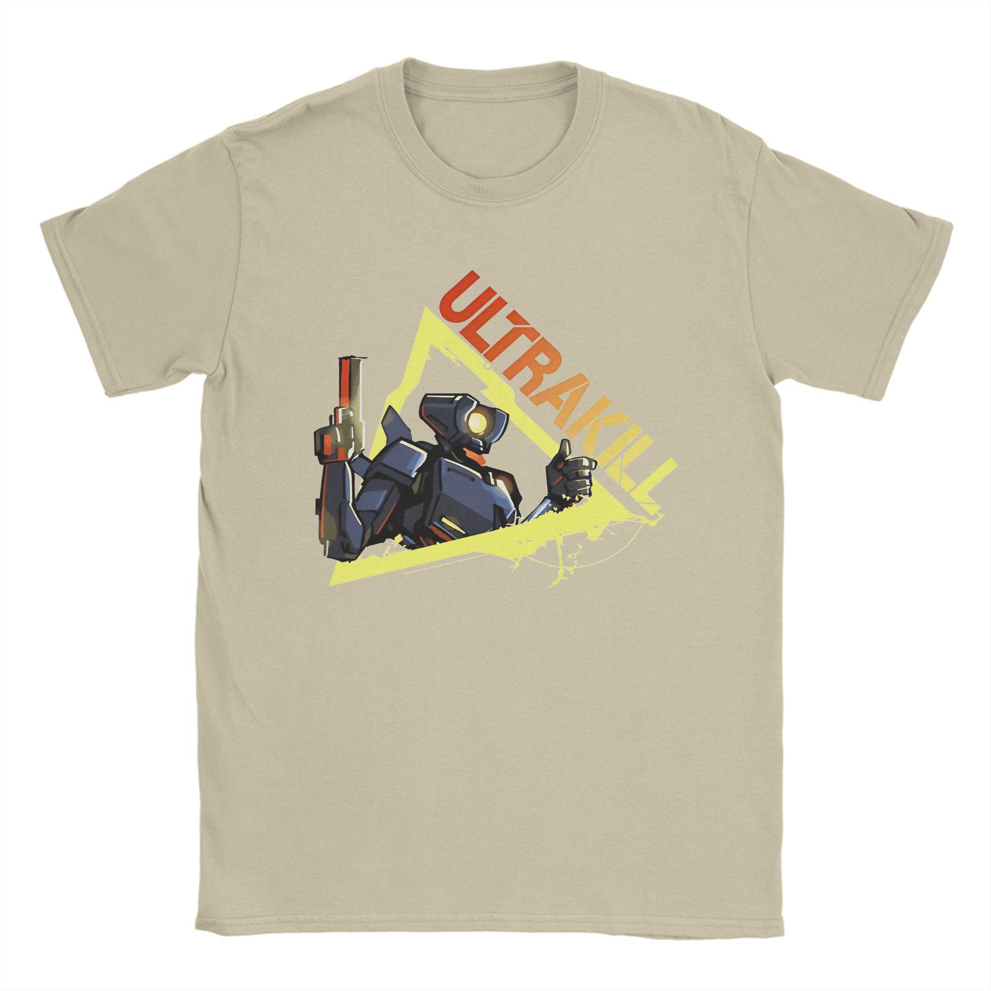 

Чоловічі футболки Ultrakill Shooting Game Blood is Fuel V1 Rock Tee Shirt з короткими рукавами та O-подібним вирізом, 100% бавовна, літній одяг XXXL хакі