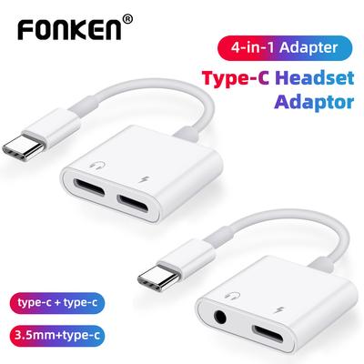 FONKEN Adaptateur Audio type-c 2 en 1, USB C mâle vers Type-C, Jack 3.5mm, adaptateur pour écouteurs, séparateur, convertisseur de casque, commande de fil