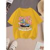 Europäische Größen Kinder Sommer Kurzarm T-Shirt, Cartoon Print Oberteil für Mädchen, Mit süßem Design, Geeignet für Ausflüge und den Alltag