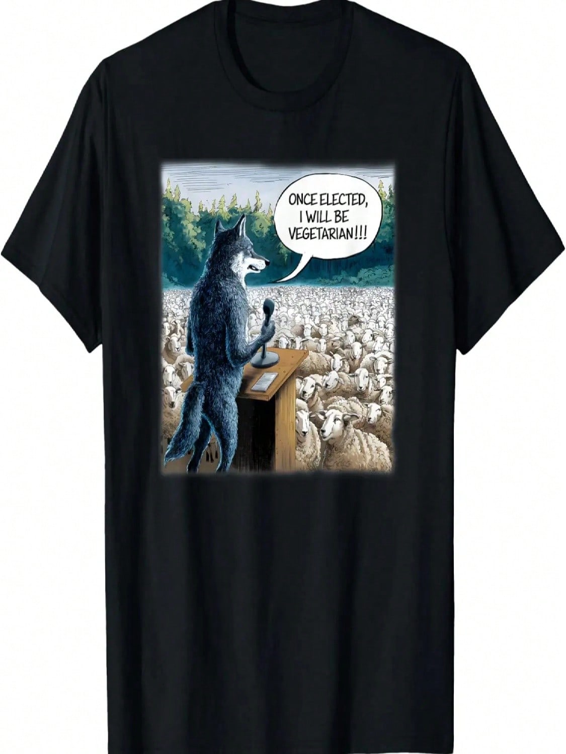 Wolf Telling The Sheep _Once Elected I Will Be Vegetarian_ T-Shirt S разноцветный