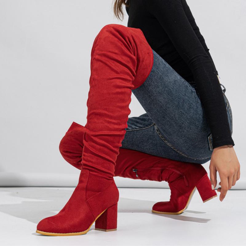 Fashion Sexy Over The Knee High Boots Woman 2025 Winter Genuine Leather Thick High Heels Bota Femme Nightclub Party Boots Botas Feminina