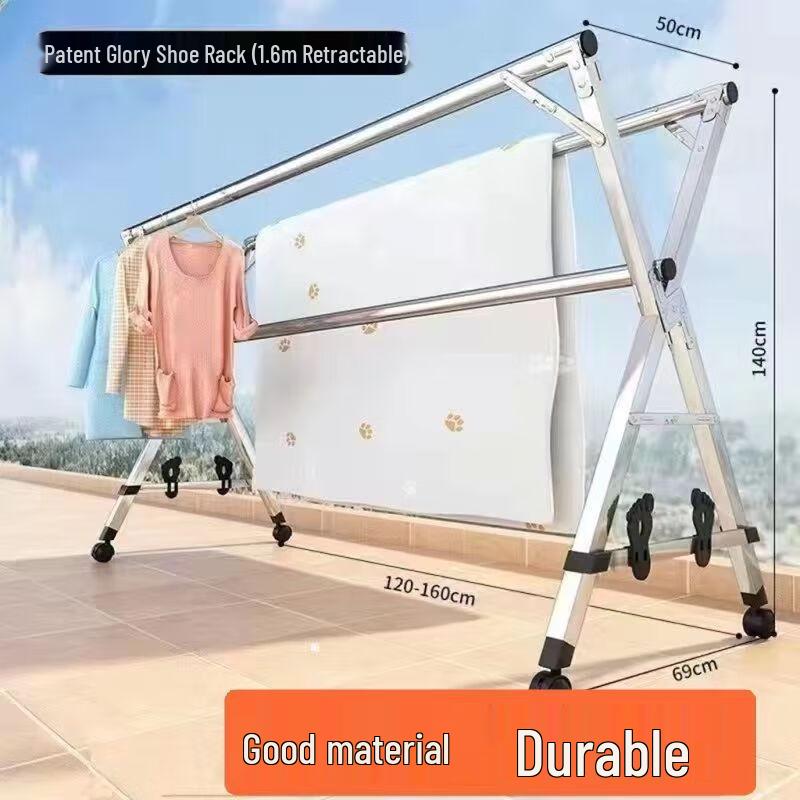 Miflame Floor-Standing Foldable Telescopic Clothes Drying Rack