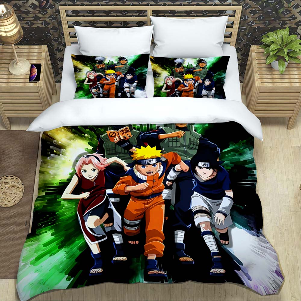 Naruto Pattern Quilt Cover With Pillowcases 3D Digital Printed Bedding Set Twin Full Queen King Children'S Gift