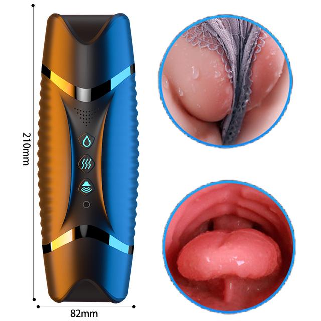 Male Masturbation Electric Automatic Vibrator Voice Heating Vagina Puss Blowjob for Adult 18 Men Penis Trainer