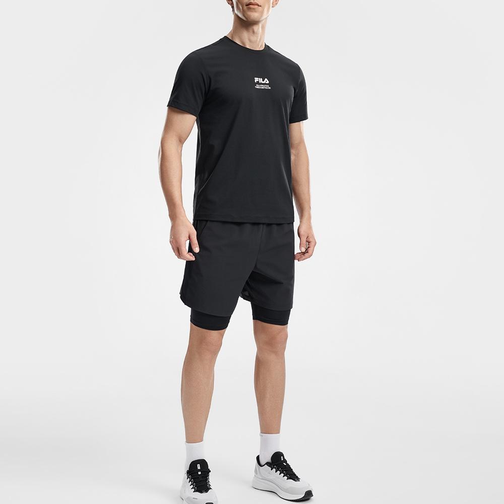 Fila Fitness Basic Knitted Round Neck Short Sleeve Quick Dry T-Shirt Men Tops A11M621110F-BK