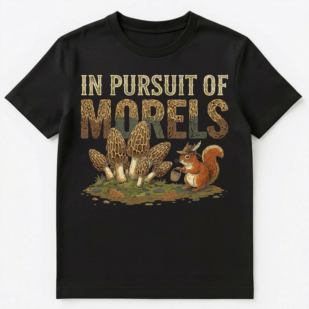 Forager Enthusiast Morel Mushroom Hunting Squirrel Unisex T-Shirt