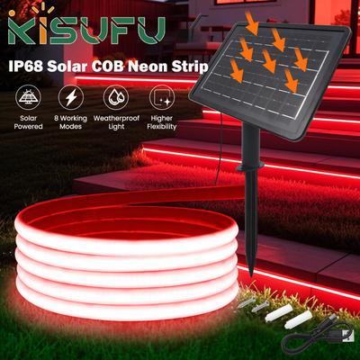 DC24V Solar COB Neon Strip IP68 Waterproof 320Leds/M Red/Yellow/Blue/White Flexible Ribbon Rope Light Dimmable Linear Lighting