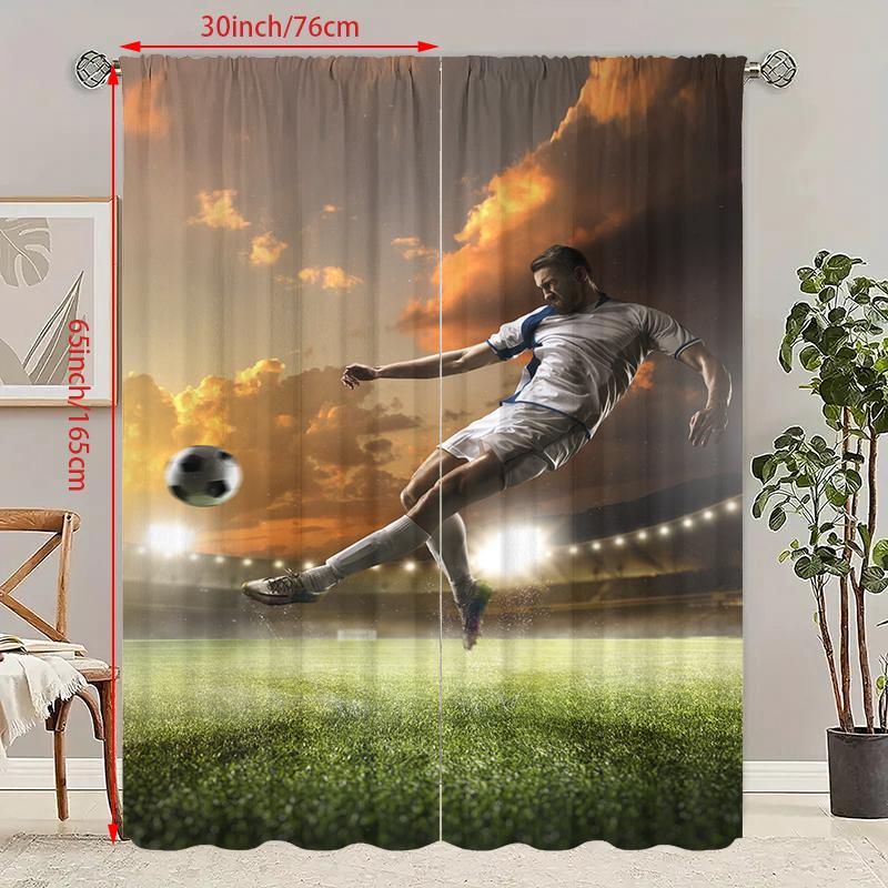 

Football Player - HD Printed Curtain - Polyester material - Suitable for bedroom, living room, study (customizable) 29Wx64L(75x166CM)x2
