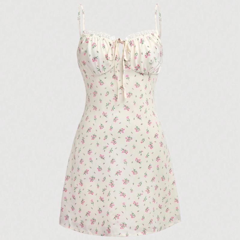 

Женское облегающее платье с цветочным принтом и кружевом в европейском и американском стиле на весну и лето S